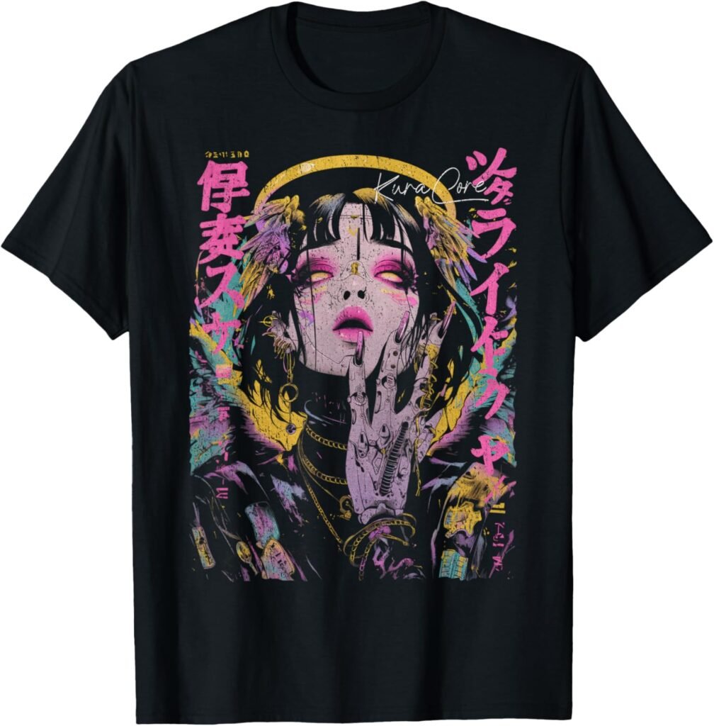 Japanese Streetwear Cyberpunk Angel Y2K Techwear Manga Anime T-Shirt